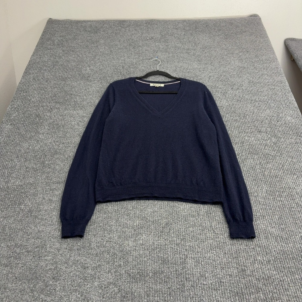 Boden Sweater Womens L Navy Cashmere V Neck Luxury Classic Minimalist